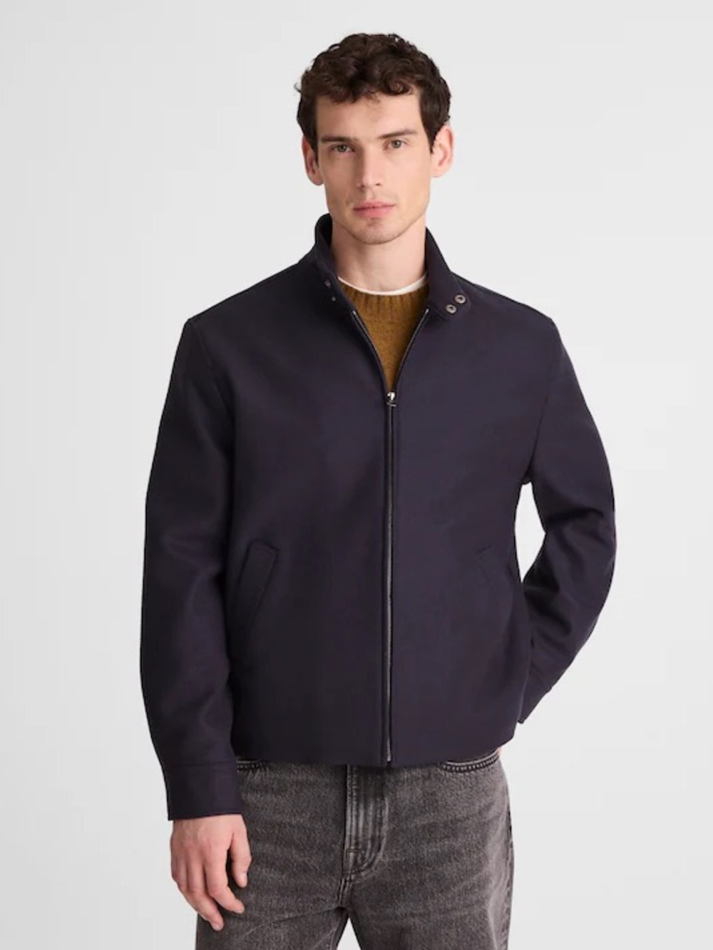 Madewell Harrington Jacket in Wool Blend in Classic Navy Size M NWD $299 NX970